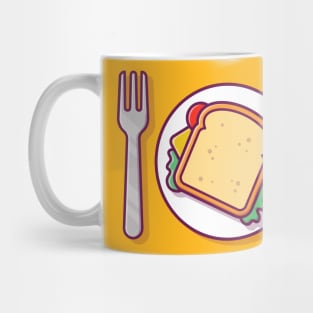 Sandwich Breakfast On Plate with Knife And Fork Mug